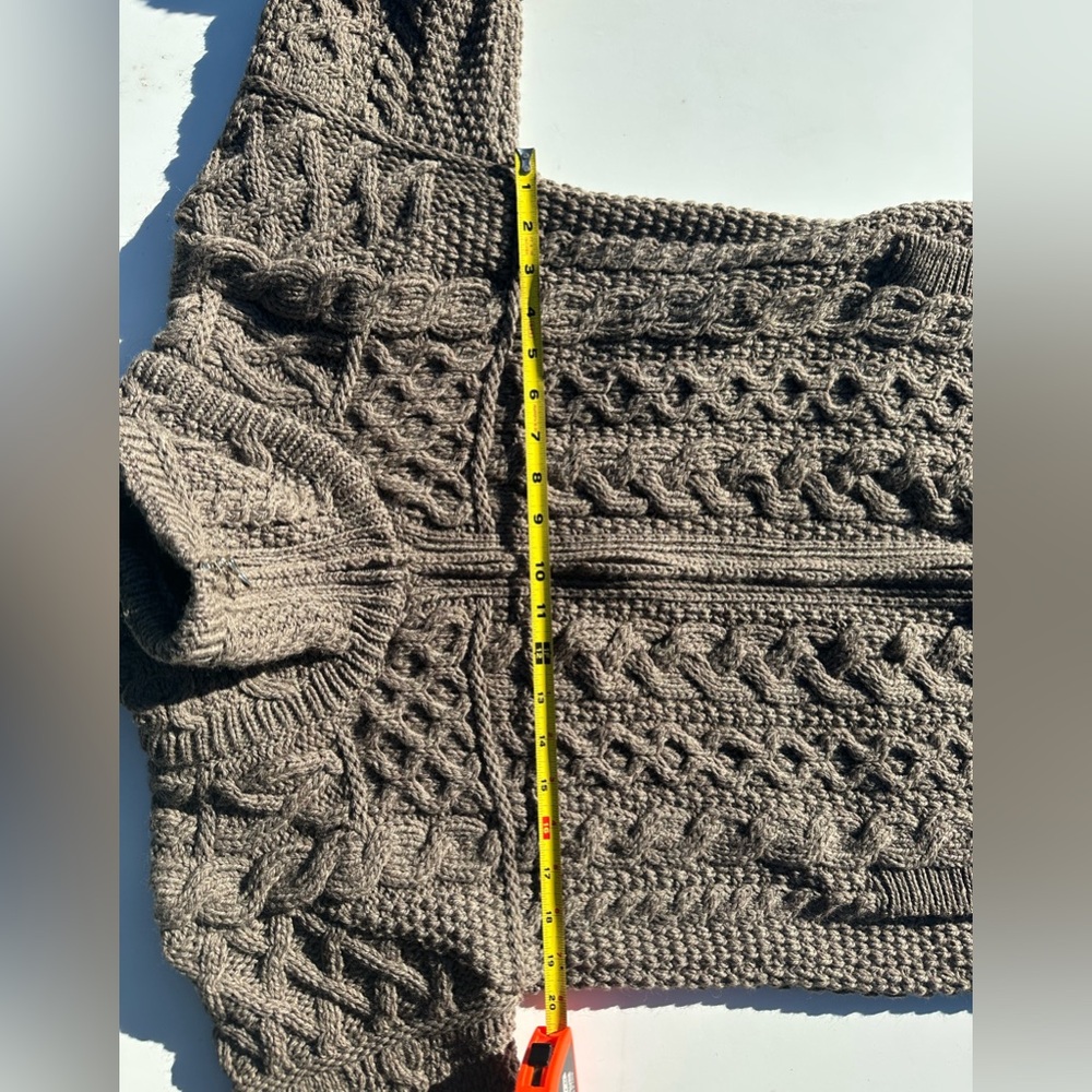 NWT Aran Crafts Merino Cable Knit Women's Brown Cardigan Sweater Full Zipper, S - Picture 9 of 10